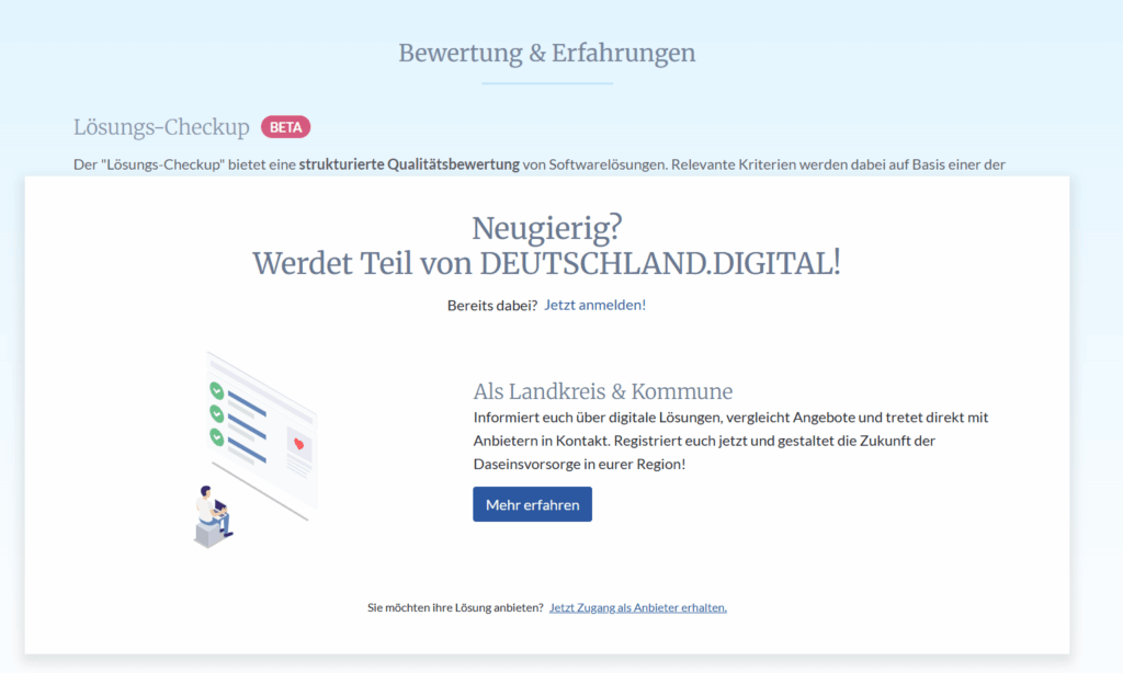 Screen: Zugang zu Bewertungen