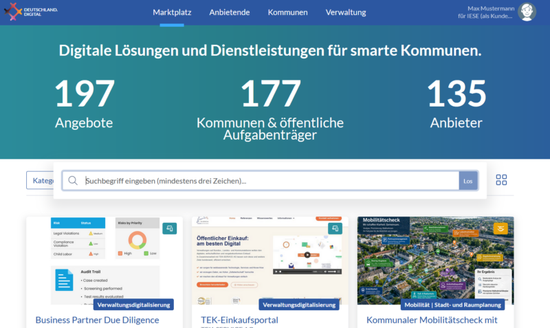 Aktuelle Suchfunktion des Marktplatzes (Version 7.0)